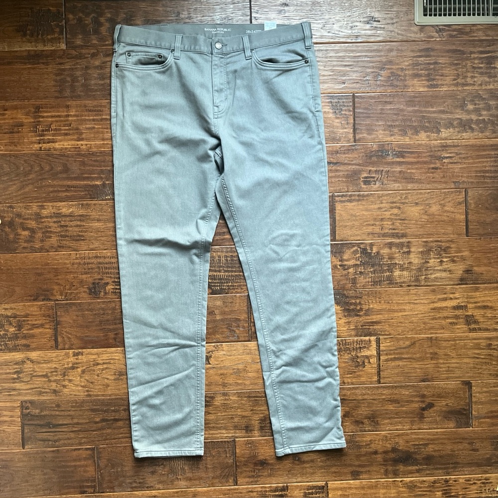 Banana Republic Pants Mens 38x34 Gray Stretch Slim Fit Preppy Traveler Pants